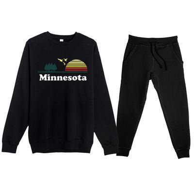 Vintage Minnesota Grown Mn Home Design Souvenir Premium Crewneck Sweatsuit Set