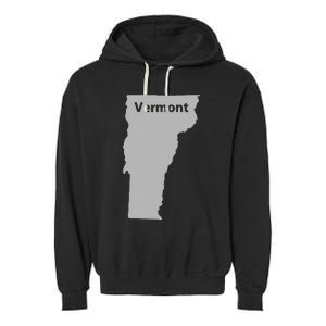 Vermont Map Home State Pride Gift Garment-Dyed Fleece Hoodie