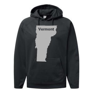 Vermont Map Home State Pride Gift Performance Fleece Hoodie