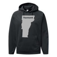 Vermont Map Home State Pride Gift Performance Fleece Hoodie