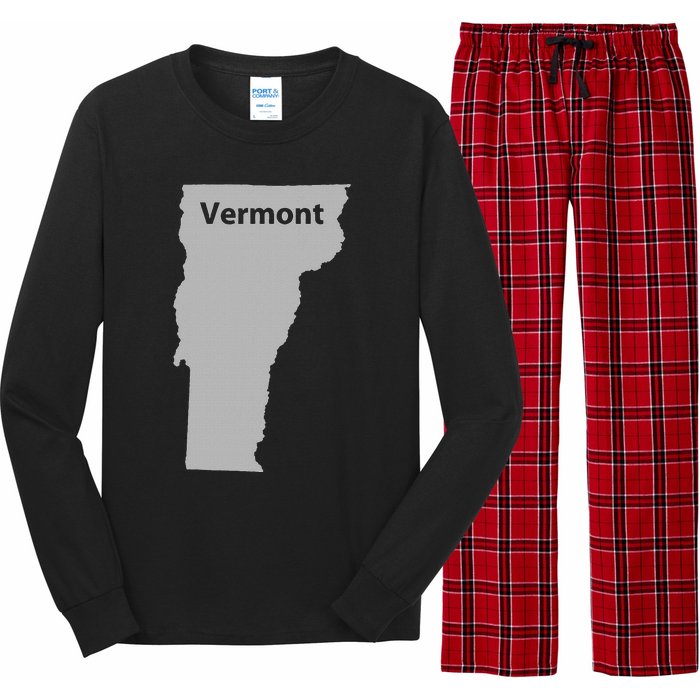 Vermont Map Home State Pride Gift Long Sleeve Pajama Set