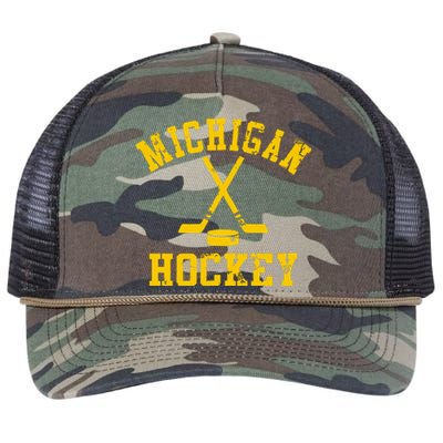 Vintage Michigan Hockey Retro Rope Trucker Hat Cap