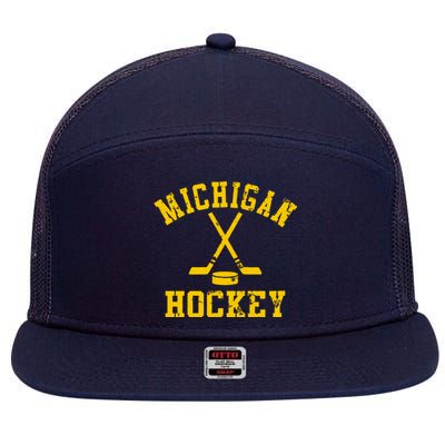 Vintage Michigan Hockey 7 Panel Mesh Trucker Snapback Hat