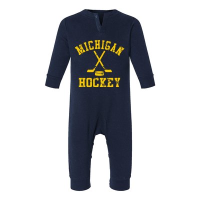 Vintage Michigan Hockey Infant Fleece One Piece