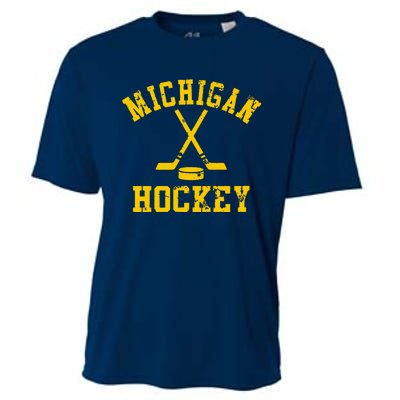 Vintage Michigan Hockey Cooling Performance Crew T-Shirt