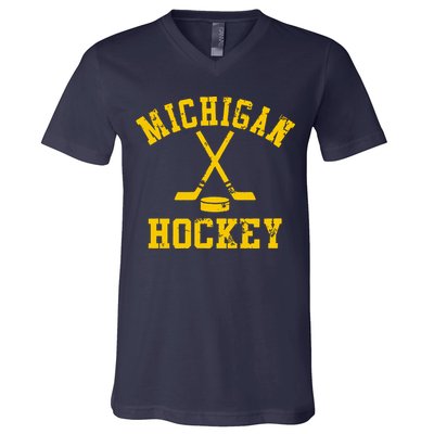 Vintage Michigan Hockey V-Neck T-Shirt