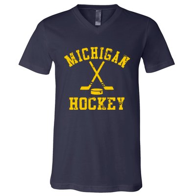 Vintage Michigan Hockey V-Neck T-Shirt