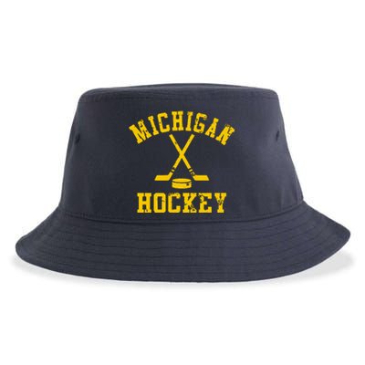 Vintage Michigan Hockey Sustainable Bucket Hat