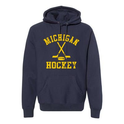 Vintage Michigan Hockey Premium Hoodie