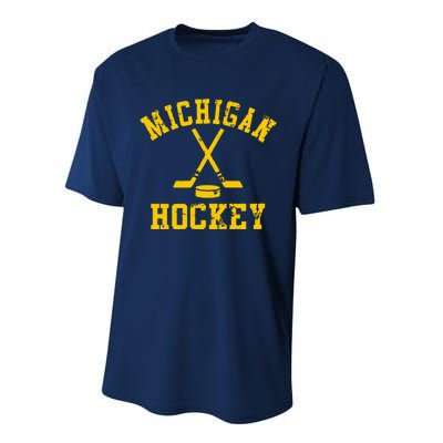 Vintage Michigan Hockey Performance Sprint T-Shirt