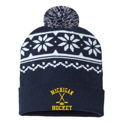 Vintage Michigan Hockey USA-Made Snowflake Beanie