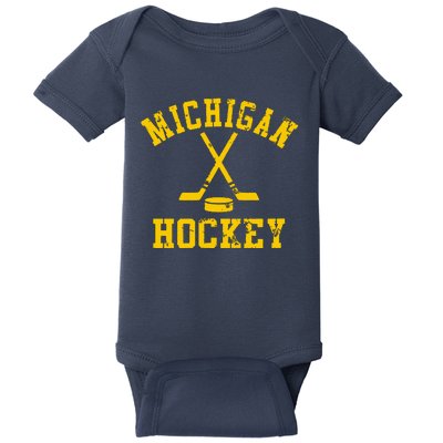 Vintage Michigan Hockey Baby Bodysuit