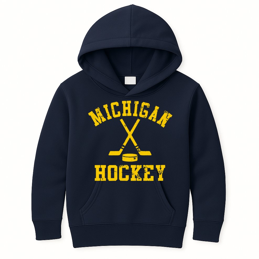 Vintage Michigan Hockey Kids Hoodie