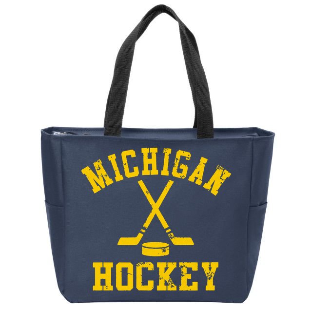 Vintage Michigan Hockey Zip Tote Bag
