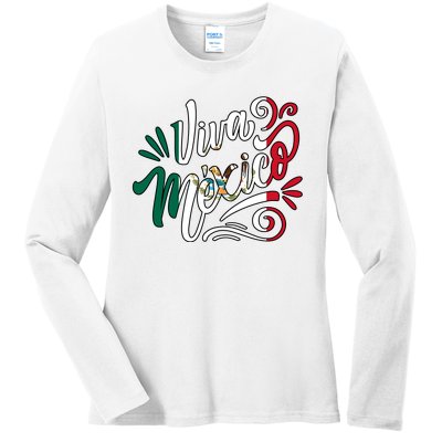 Viva Mexico Hispanic Mexican Heritage Ladies Long Sleeve Shirt