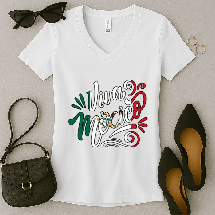 Viva Mexico Hispanic Mexican Heritage Women's V-Neck T-Shirt