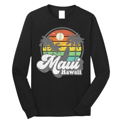 Vintage Maui Hawaii Hawaiian Beach Surfing 70s Surf Gift Long Sleeve Shirt