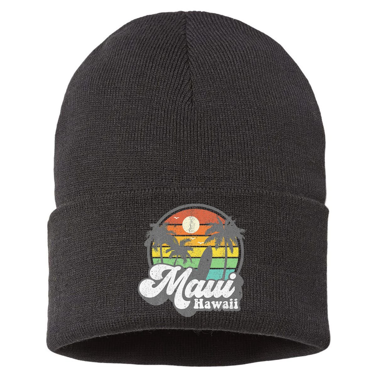 Vintage Maui Hawaii Hawaiian Beach Surfing 70s Surf Gift Sustainable Knit Beanie
