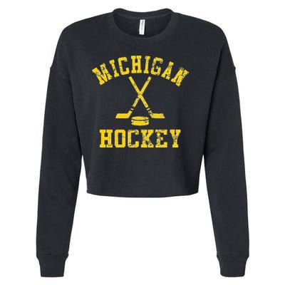 Vintage Michigan Hockey Cropped Pullover Crew