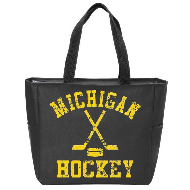 Vintage Michigan Hockey Zip Tote Bag