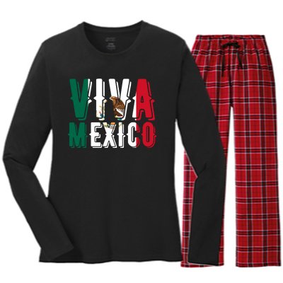 Viva Mexico Hispanic Mexican Heritage Women's Long Sleeve Flannel Pajama Set 