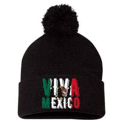 Viva Mexico Hispanic Mexican Heritage Pom Pom 12in Knit Beanie