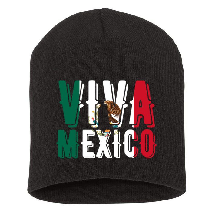 Viva Mexico Hispanic Mexican Heritage Short Acrylic Beanie