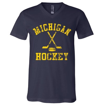 Vintage Michigan Hockey V-Neck T-Shirt
