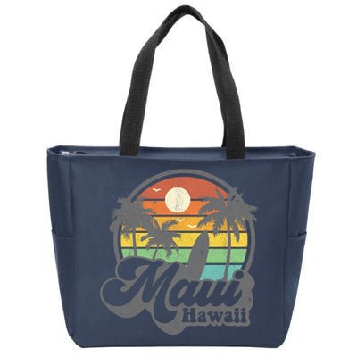 Vintage Maui Hawaii Hawaiian Beach Surfing Zip Tote Bag