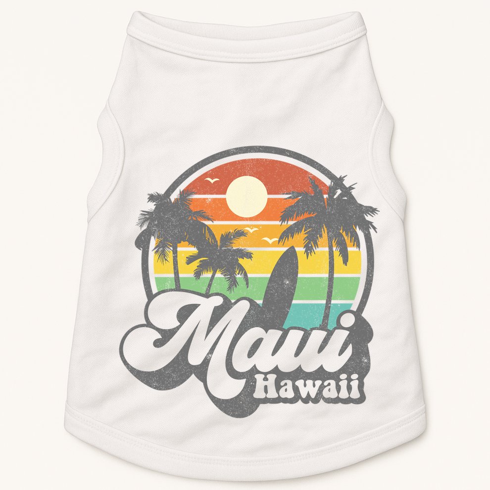 Vintage Maui Hawaii Hawaiian Beach Surfing Doggie Tank