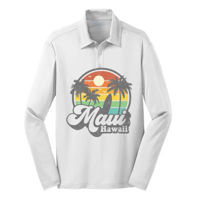 Vintage Maui Hawaii Hawaiian Beach Surfing Silk Touch Performance Long Sleeve Polo