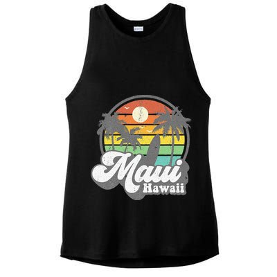 Vintage Maui Hawaii Hawaiian Beach Surfing 70's Surf Gift Ladies PosiCharge Tri-Blend Wicking Tank