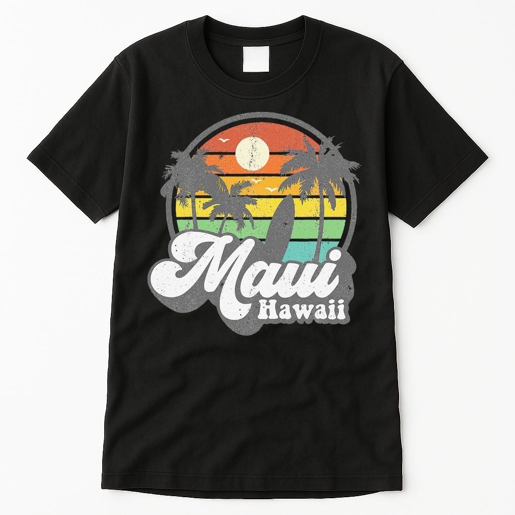 Vintage Maui Hawaii Hawaiian Beach Surfing 70's Surf Gift Tall T-Shirt