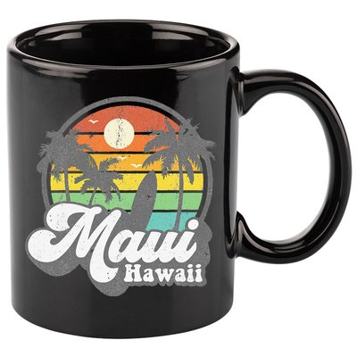 Vintage Maui Hawaii Hawaiian Beach Surfing 70's Surf Gift 11oz C Handle Ceramic Mug