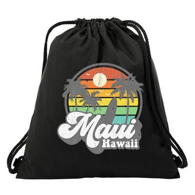 Vintage Maui Hawaii Hawaiian Beach Surfing 70's Surf Gift Drawstring Bag