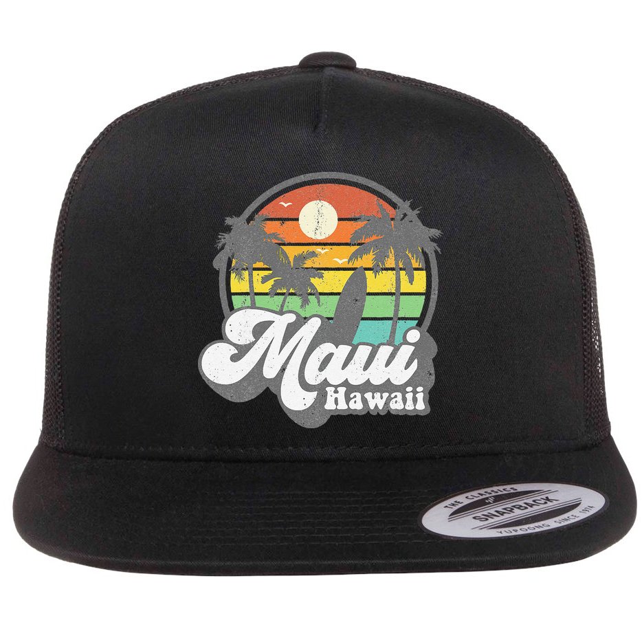 Vintage Maui Hawaii Hawaiian Beach Surfing 70's Surf Gift Flat Bill Trucker Hat