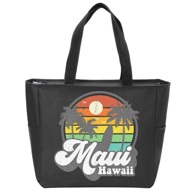 Vintage Maui Hawaii Hawaiian Beach Surfing 70's Surf Gift Zip Tote Bag