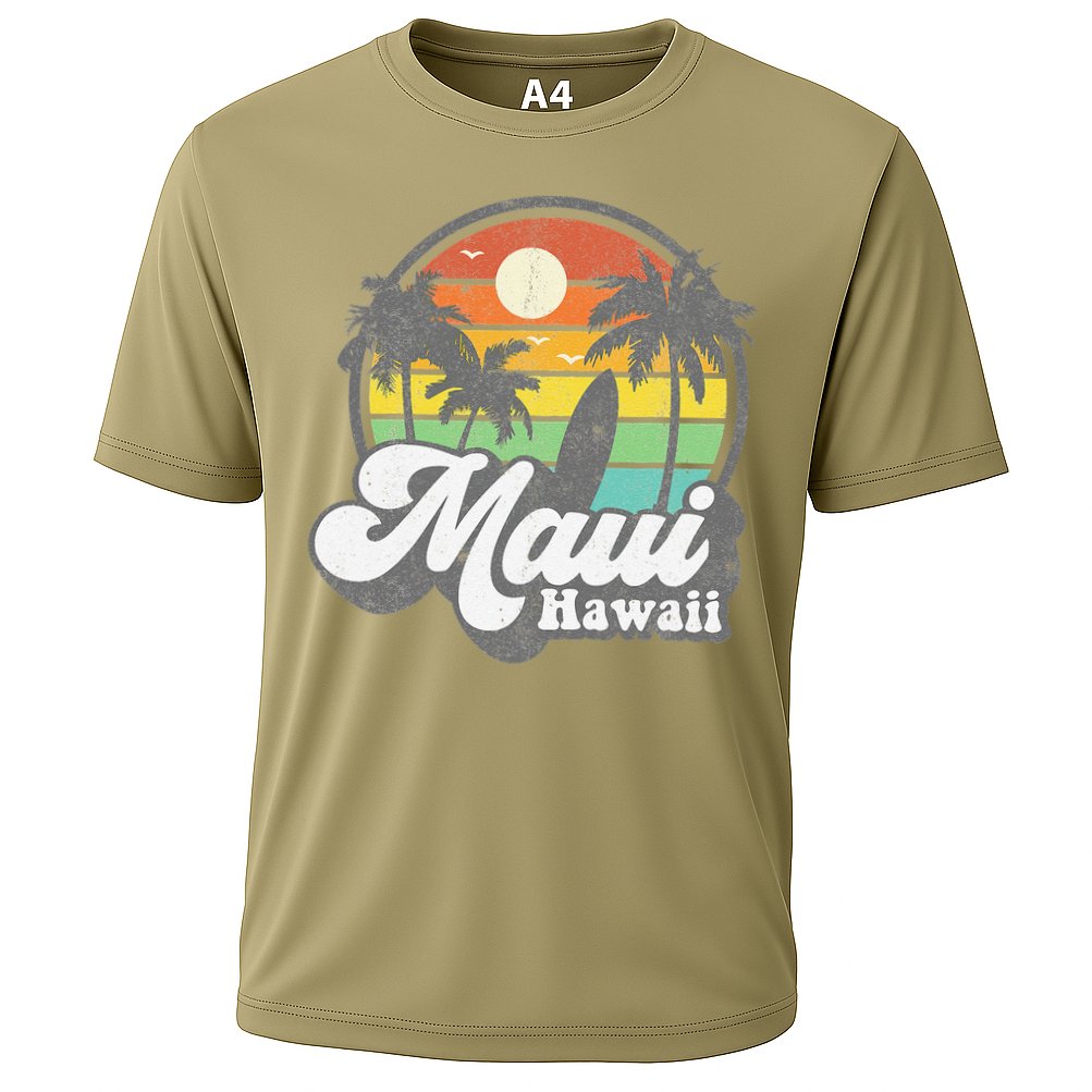 Vintage Maui Hawaii Hawaiian Beach Surfing 70's Surf Gift Cooling Performance Crew T-Shirt