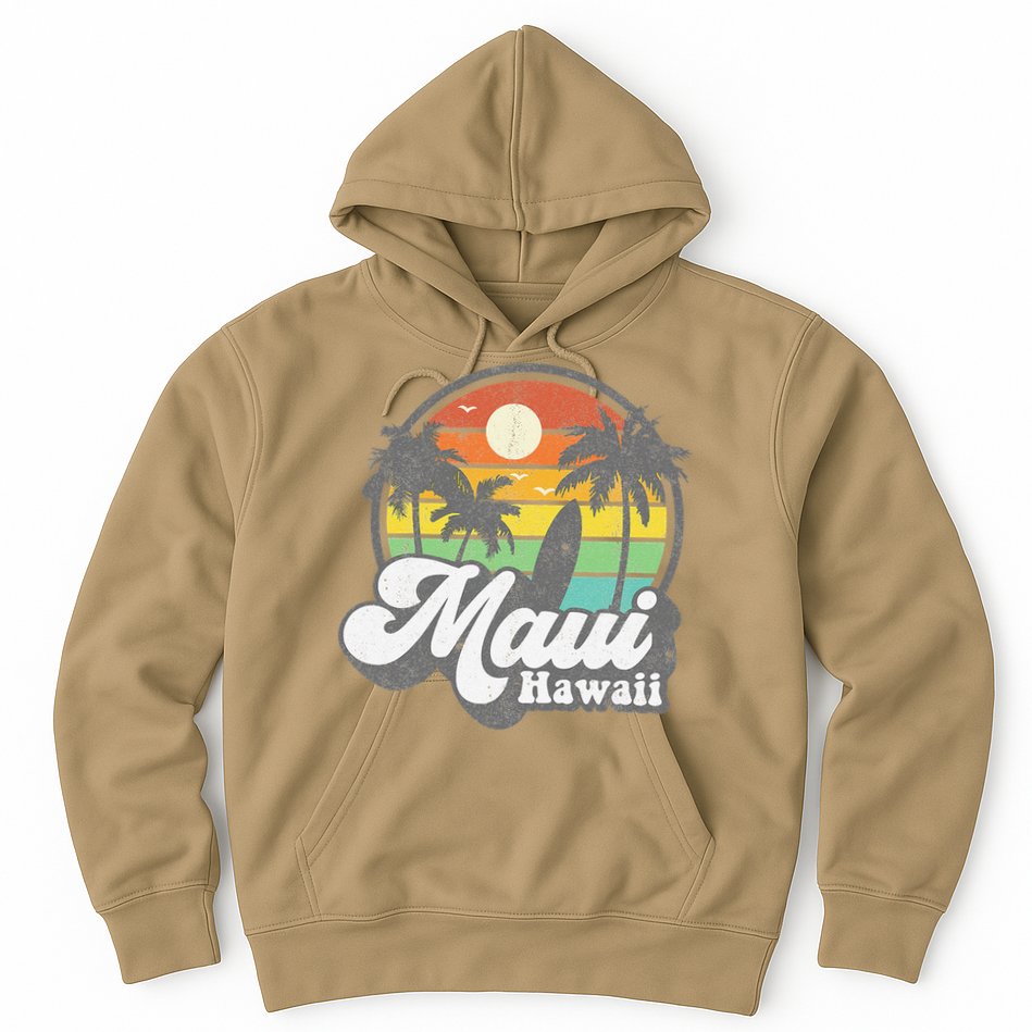 Vintage Maui Hawaii Hawaiian Beach Surfing 70's Surf Gift Hoodie