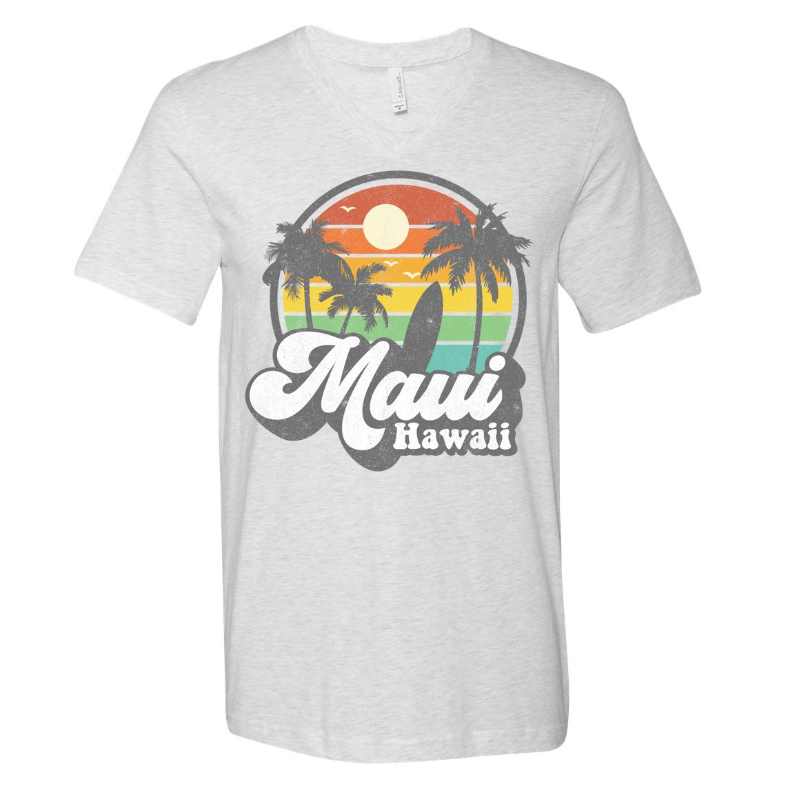 Vintage Maui Hawaii Hawaiian Beach Surfing 70's Surf Gift V-Neck T-Shirt