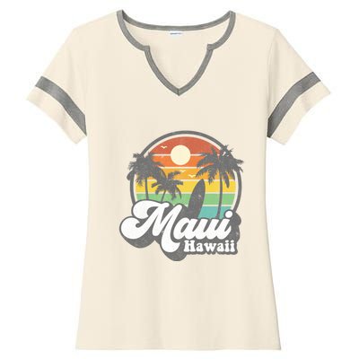 Vintage Maui Hawaii Hawaiian Beach Surfing 70's Surf Gift Ladies Halftime Notch Neck Tee