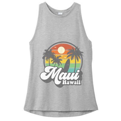 Vintage Maui Hawaii Hawaiian Beach Surfing 70's Surf Gift Ladies PosiCharge Tri-Blend Wicking Tank