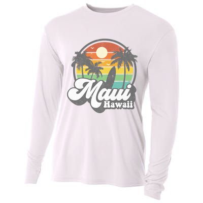 Vintage Maui Hawaii Hawaiian Beach Surfing 70's Surf Gift Cooling Performance Long Sleeve Crew