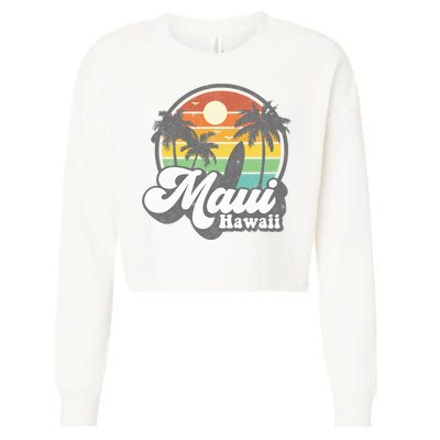 Vintage Maui Hawaii Hawaiian Beach Surfing 70's Surf Gift Cropped Pullover Crew