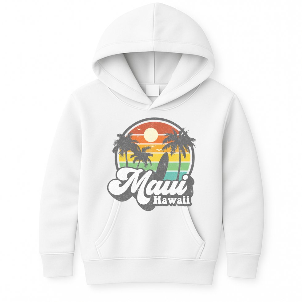 Vintage Maui Hawaii Hawaiian Beach Surfing 70's Surf Gift Kids Hoodie