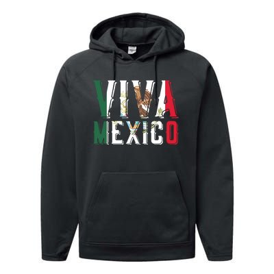 Viva Mexico Hispanic Mexican Heritage Eagle Mexico Performance Fleece Hoodie