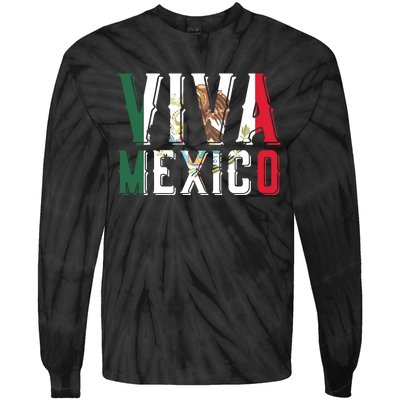 Viva Mexico Hispanic Mexican Heritage Eagle Mexico Tie-Dye Long Sleeve Shirt