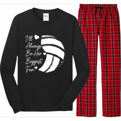 Volleyball Mom Her Biggest Fan Volleyball Daughter Gift Long Sleeve Pajama Set