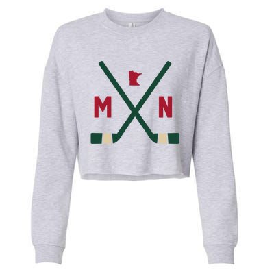 Vintage Minnesota Hockey Sticks State Outline Cropped Pullover Crew