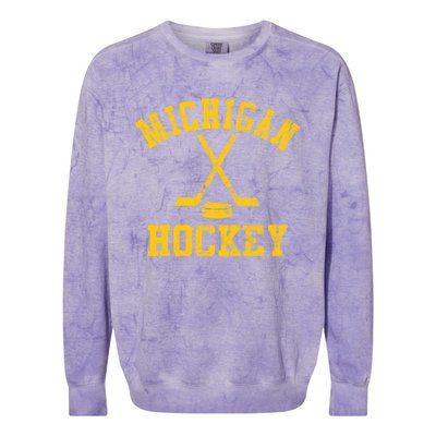 Vintage Michigan Hockey Gift Colorblast Crewneck Sweatshirt